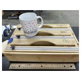 Wooden Kitchen Wrap Dispenser & Coffee Cup