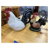 2 Pcs - Ceramic Roosters - Spoon Holder