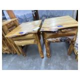 2 - handmade Rustic Log Cabin Night Stands