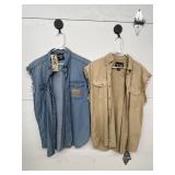 2pc - Button Sleeve Less Shirts - Lg & XL