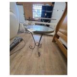 Metal Patio Table w/Glass Top 20"Dia x 24"H