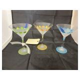 3 Pcs - Painted Stemware