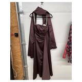 Sz 6 Satin Beaded Rouched Formal Gown