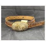 Western Leather Belt w/Buckle