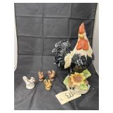 5 Pcs Ceramic Rooster Figures