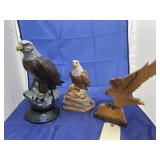 3 Pcs - Carved Wooden Eagle & 2 Eagles