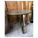 Glass Topped Side Table 24"Dia x 18"H