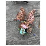 2 Pc Metal Butterfly and Wheelbarrow Decor