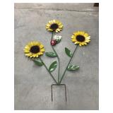 Metal Yard Art Flowers 53"H