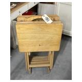 4 Wood  TV Trays on Stand