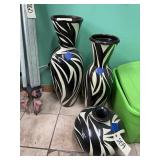 3 PCs - Zebra Print Large Vases 30"  26"  12"