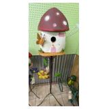 Decorative Metal Mushroom Birdhouse 63"H