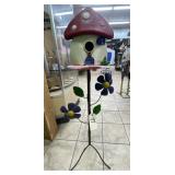 Decorative Metal Mushroom Birdhouse 47"H