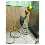 Metal Frog on Bicycle Flower Pot Holder