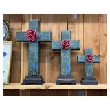 3 - Wooden Crosses - 21"  18"  12"