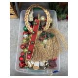 Assorted Christmas Dï¿½cor in Plastic Tote