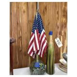 Jug w/Glass Balls & Marbles - Flags - Vase