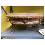 Clay Planter on Metal Stands 15"Dia x 8"H