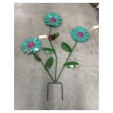 Metal Yard Art Flowers 53"H