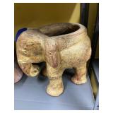 Clay Elephant Planter 7"L x 10"H