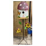 Decorative Metal Mushroom Birdhouse 63"H
