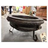 Clay Planter on Metal Stand 15"Dia x 8"H