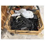 Wood Crate w/Assorted Electronics Cords