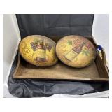 Wooden Serving Tray & 2 Decorative Plates