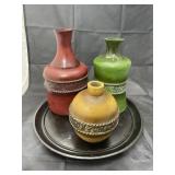 4 Pcs - Decorative Vases on Tray