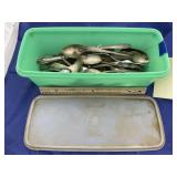 Tupperware w/Assorted Stainless Flatware