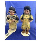 2 Pcs - Native American Porcelain Dolls
