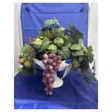 Faux Fruit in Glass Pedestal Dish