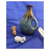 3 Pcs - Glass Vase 2 Animal Figurines