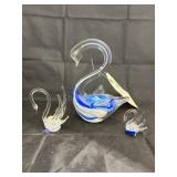 3 Pcs - Glass Swans