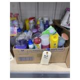 Box of Cleaning Supplies & Bathroom Supplies