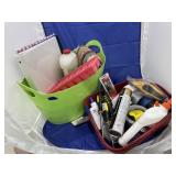 Plastic Bin w/Screwdrivers - Rag Rug - Tape