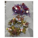 2 Holiday Wreaths - Patriotic & Fall