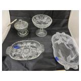 2 - Divided Glass Trays & 2 Candy Dishes