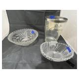 3 Pcs - Glass Anniversary Ice Bucket & 2 Bowls