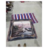 Crocheted Blanket & Woven Blanket