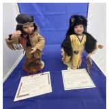 2 Pcs - Native American Porcelain Dolls
