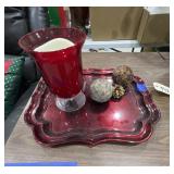 Decorative Platter - Vase - Candle & Orbs