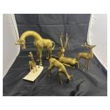5 Pcs - Bronze Giraffe & Reindeer Figures