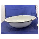 12" Antique Porcelain Enamel Wash Bowl