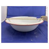 12" Antique Porcelain Enamel Wash Pan