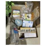 Box of Light Bulbs - Plastic Cups - Tissue Paper