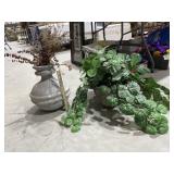 Basket w/Faux Greenery - Decorative Vase