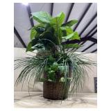 Faux Greenery in Wicker Pot