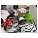 Box of Cleaning Rags & Roaster Pan