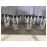 7 Pcs - Drinking Glasses w/Silver Monogram